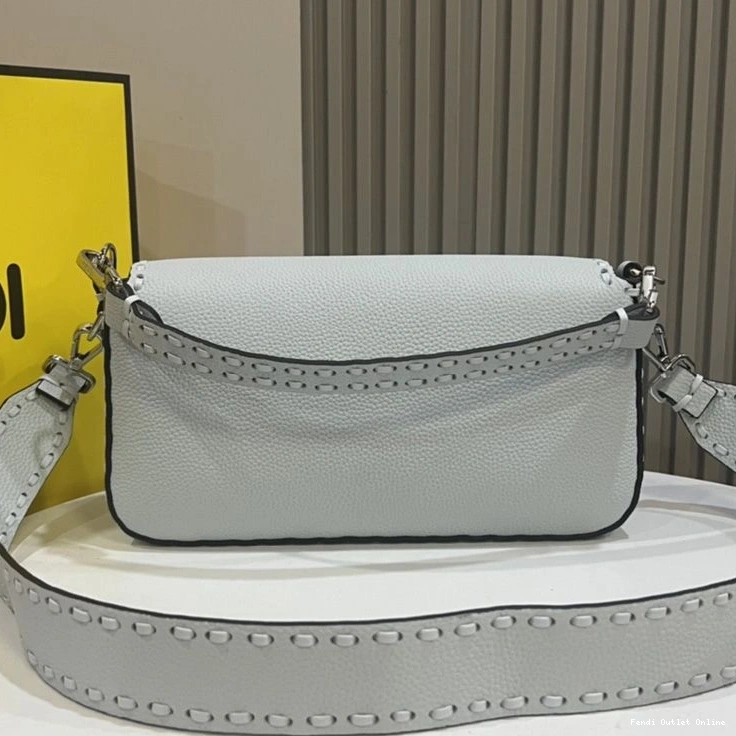 Affordable Romano Leather Bag Cuoio Sky In Blue Fendi Medium Baguette Selleria 0801